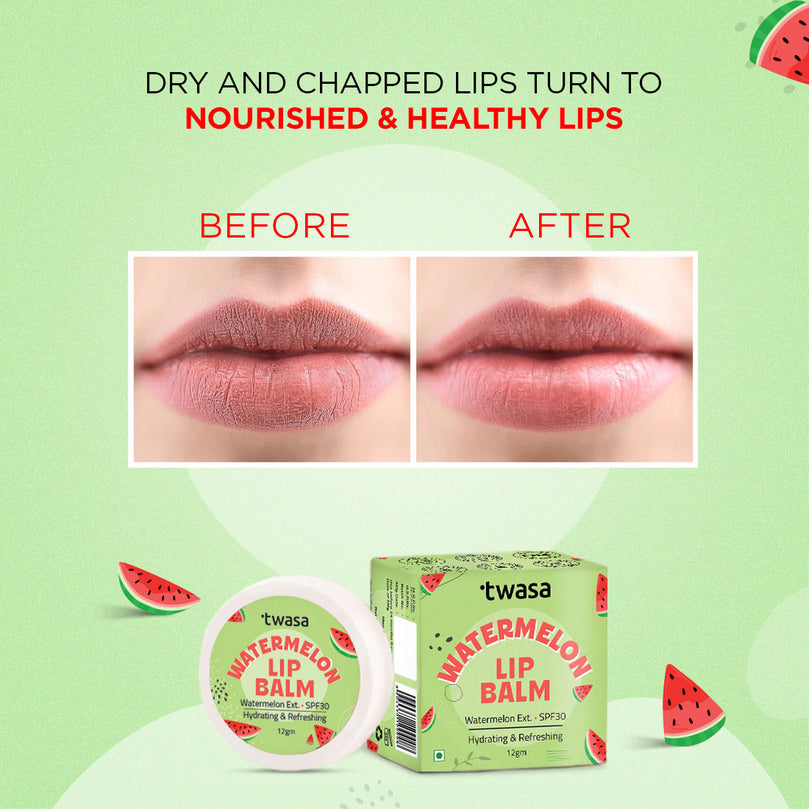 Watermelon lip balm for chapped lips