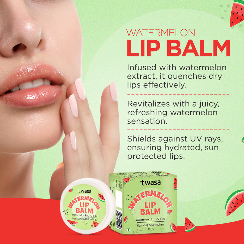 Watermelon lip balm for natural lip plumping
