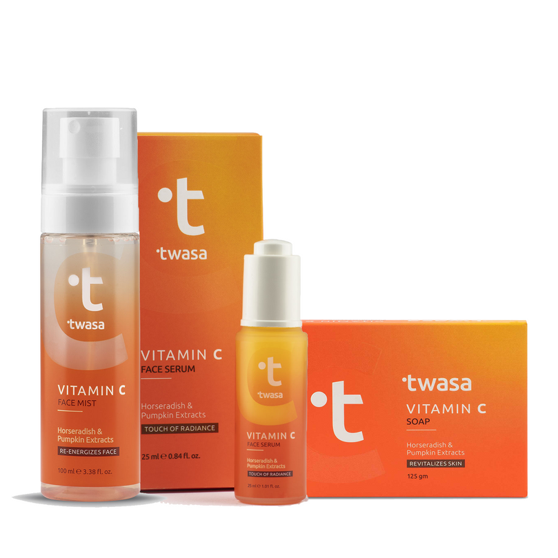 Twasa Vitamin C Gift Box Facial Kit With Horseradish And Pumpkin Extracts