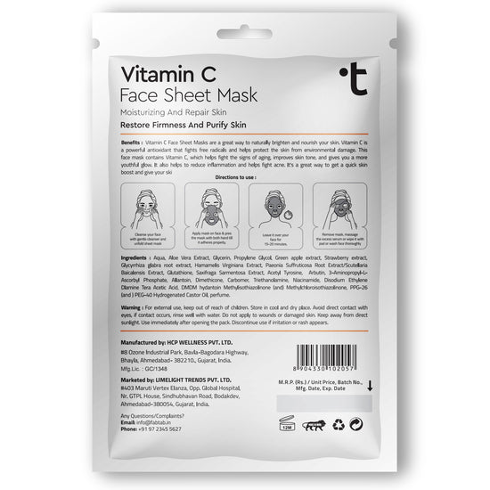 Vitamin C Face Sheet Mask illuminates and revitalizes all type skin